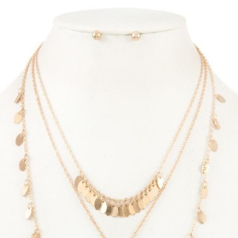 Multi Row Dangle Necklace Set - Picture 2 of 3